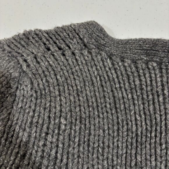 Louis Feraud Wool Cardigan Gray Chunky Knit Women 4 Academia Old Money Cabincore - Picture 11 of 11